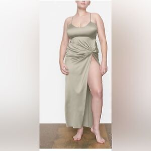 New! Skims Stretch Silk High Slit Slip Dress 3X
